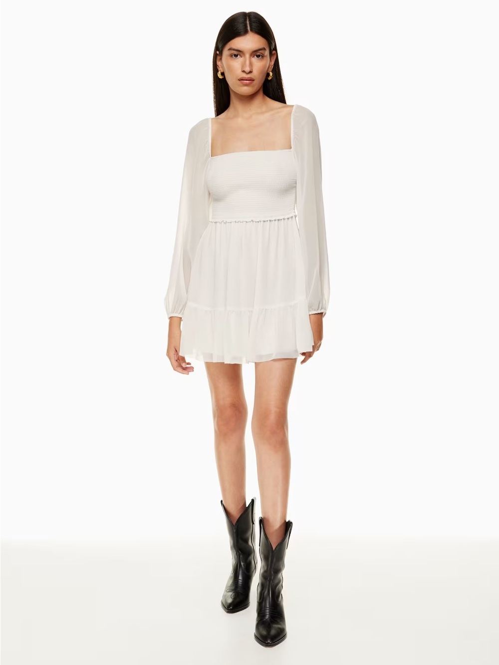 Aritzia white long sleeve mini dress